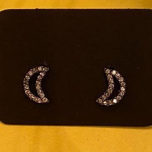 Anthropologie Half Moon Diamond Stud Earrings